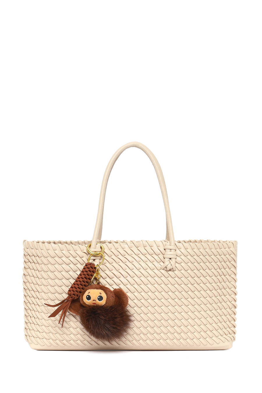 Women's Cream Knitted Charm Shoulder Bag 26PBD247129 | Derimod