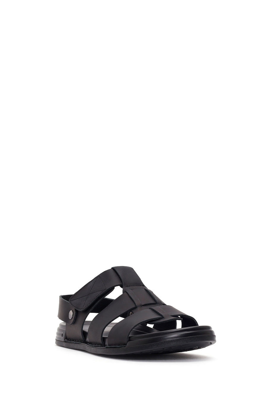 Men's Black Strapped Nubuck Leather Sandals
