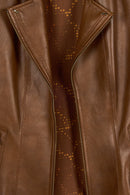 Martha Woman Camel Short Leather Jacket | Derimod