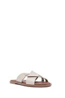 Women's Cream Leather Slippers | Derimod