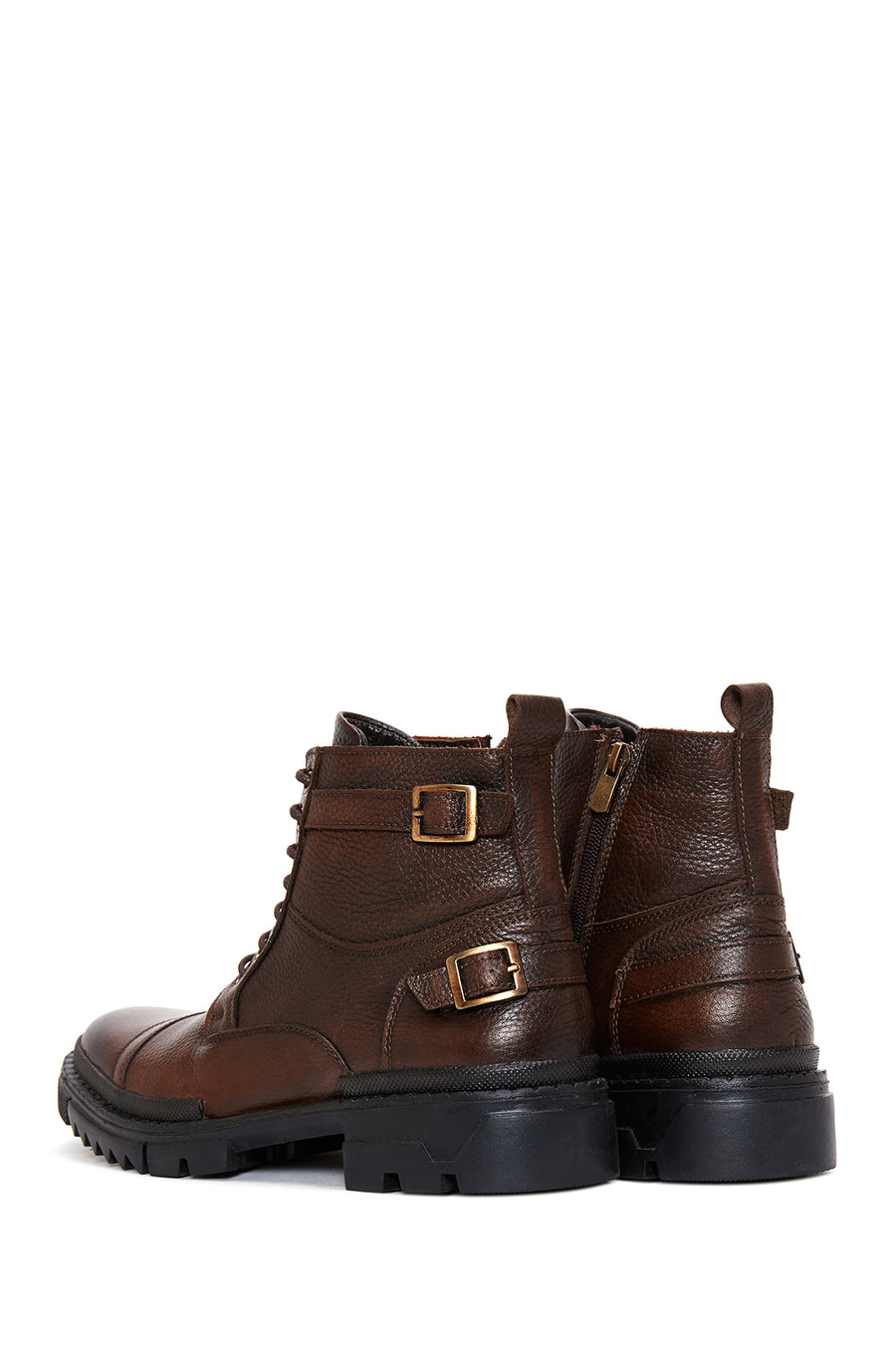 Men's Brown Leather Zippered Boots