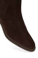Woman Brown Suede Chelsea Boots | Derimod