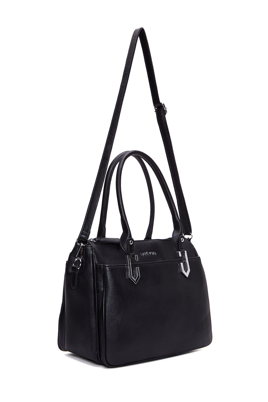 Woman Black Long Strap Printed Shoulder Bag
