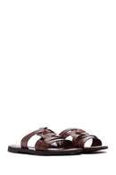 Women's Brown Leather Slippers | Derimod