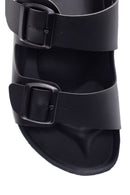 Men's Leather Double Buckle Slippers | Derimod