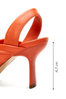 Women's Orange Leather Heeled Sandals | Derimod