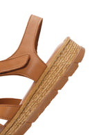 Women's Tan Ankle Strap Leather Comfort Sandals | Derimod