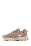 Women's Beige Suede Leather Thick Soled Sneaker | Derimod