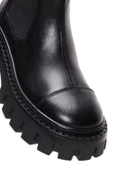 Women's Black Thick Soled Leather Chelsea Boots | Derimod