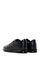 Men's Navy Blue Leather Casual Sneaker | Derimod