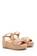 Women's Wedge Heeled Straw Sandals | Derimod