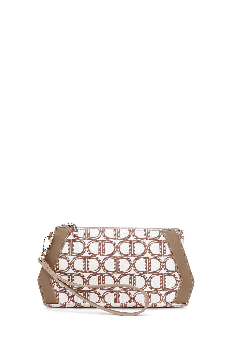 Women's Beige Long Strap Fabric Monogram Patterned Clutch Bag 24SBD20306F | Derimod