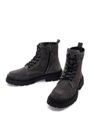 Men's Gray Zippered Casual Suede Leather Boots | Derimod