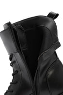 Women's Black Zipper Lace-Up Combat Boots | Derimod