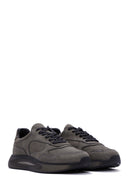 Men's Gray Nubuck Leather Sneaker | Derimod