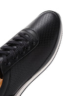 Men's Black Leather Printed Sneaker | Derimod