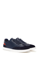 Men's Navy Blue Leather Sneaker | Derimod