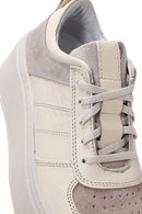 Women's Beige Leather Thick Soled Sneaker | Derimod