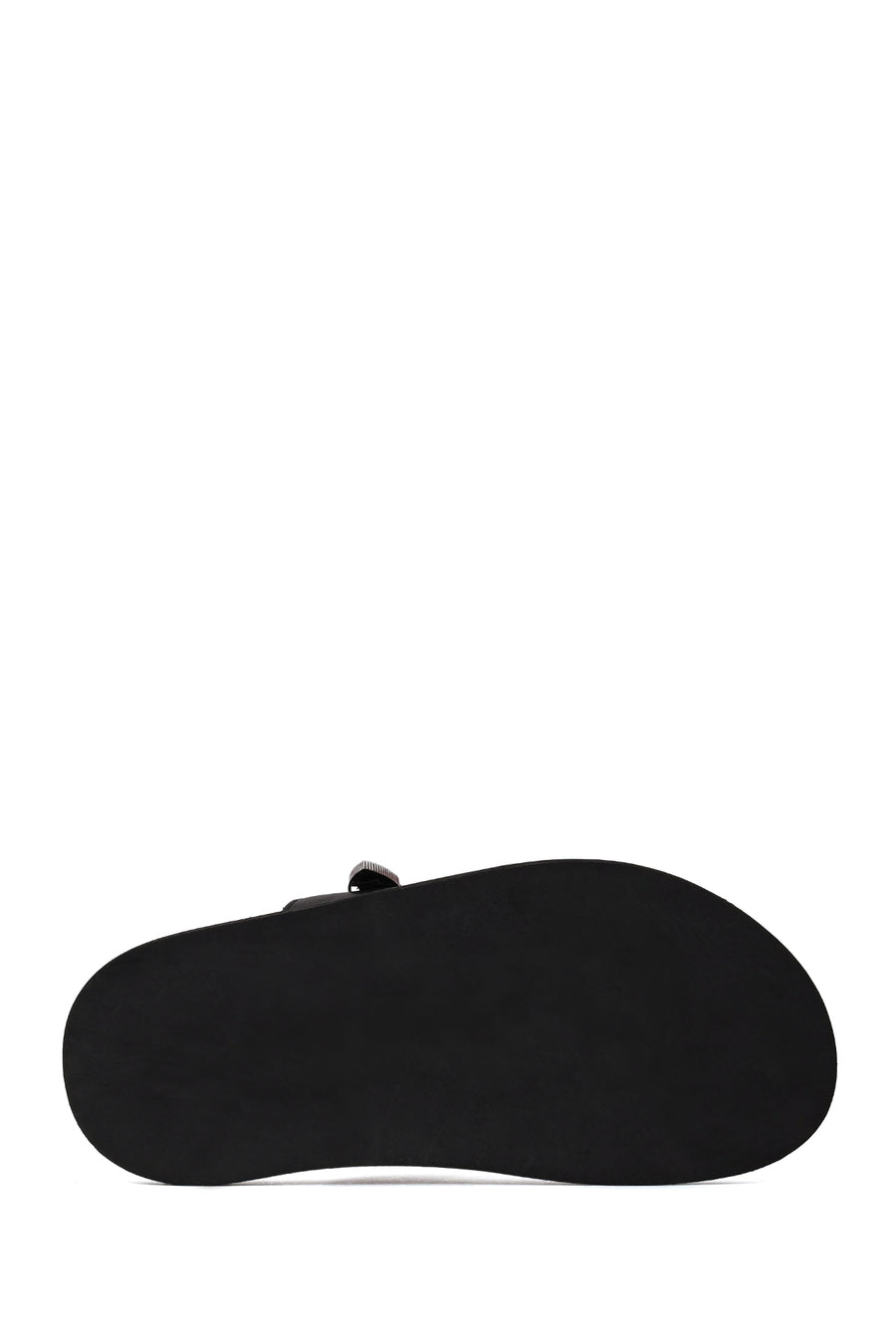 Woman Black Double-Buckle Leather Slipper