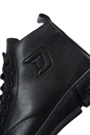 Men's Black Leather Zippered Boots | Derimod