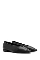 Women's Black Leather Ballerinas | Derimod