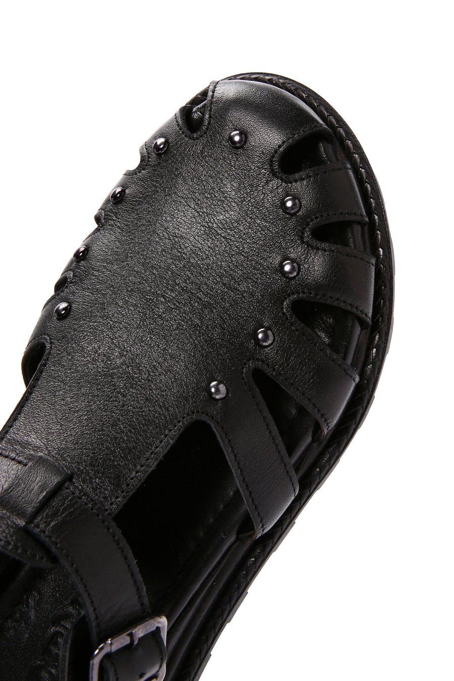 Women's Black Ankle Strap Leather Sandals