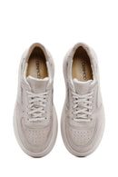 Women's Beige Thick Soled Nubuck Leather Sneaker | Derimod