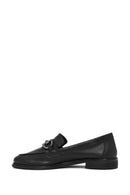 Woman Black Buckled Leather Masculine Loafer | Derimod