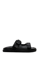 Men's Black Leather Slippers | Derimod