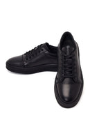 Erkek Siyah Bağcıklı Deri Sneaker | Derimod