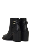 Women's Black Zippered Thick Heeled Boots | Derimod