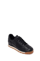Erkek Siyah Bağcıklı Deri Sneaker | Derimod