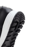 Women's Black Thick Soled Leather Sneaker | Derimod