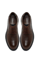 Men's Brown Lace-Up Thick-Soled Leather Casual Shoes | Derimod