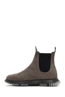 Men's Gray Nubuck Leather Casual Chelsea Boots | Derimod