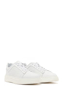 Men's White Lace-up Thick-Sole Leather Sneaker | Derimod