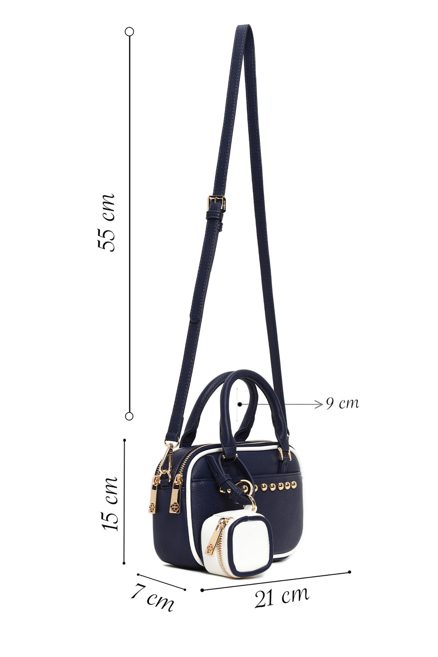 Woman Navy Long-Strap Shoulder Bag