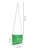 Women's Green Long Chain Strap Stoned Clutch Bag | Derimod