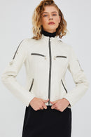 Tara Women's Beige Short Leather Jacket | Derimod