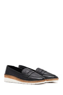 Women's Black Leather Comfort Loafer | Derimod