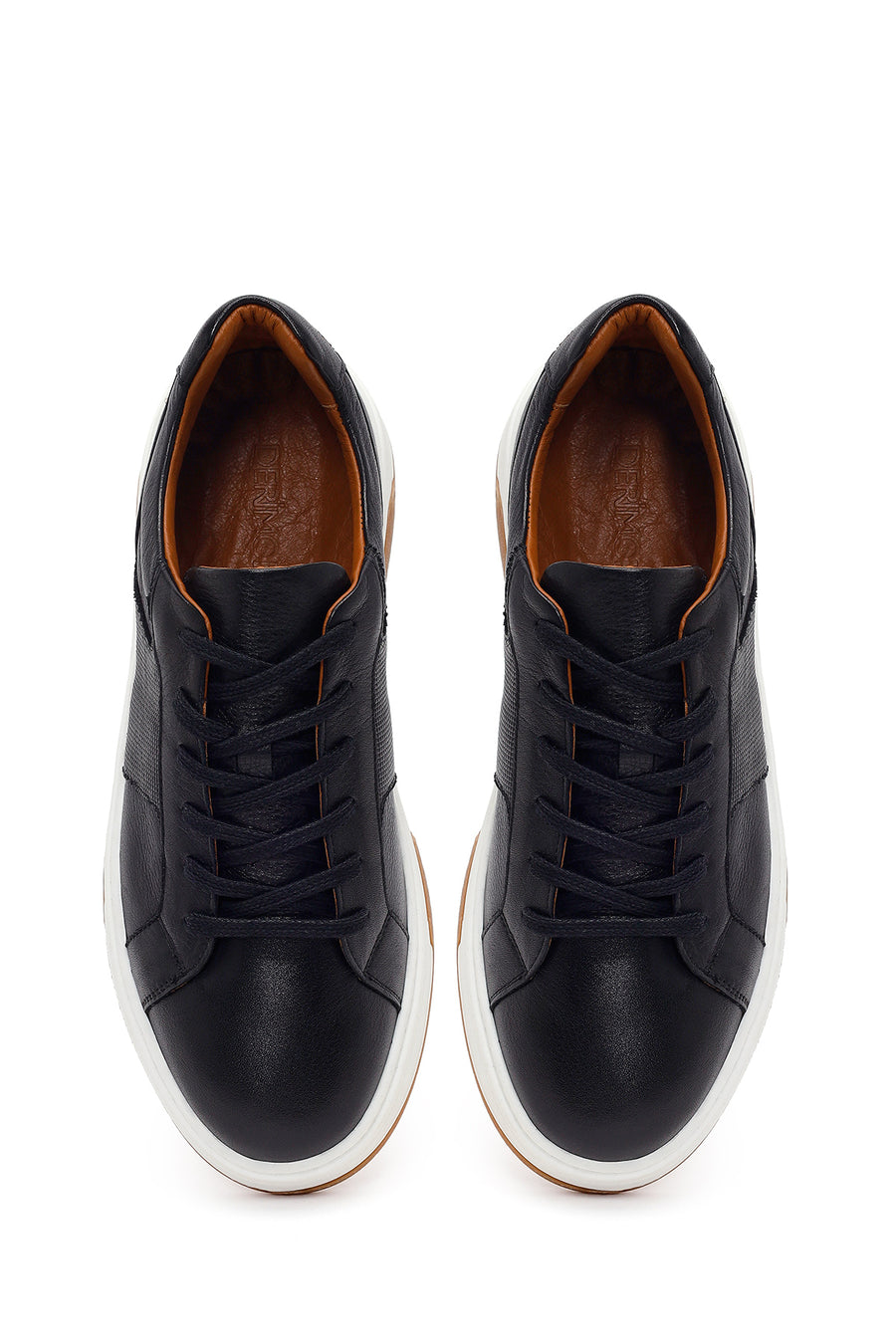 Men's Black Thick Sole Lace Up Leather Sneaker