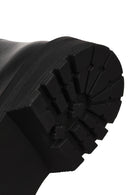 Women's Black Thick Soled Leather Boots | Derimod