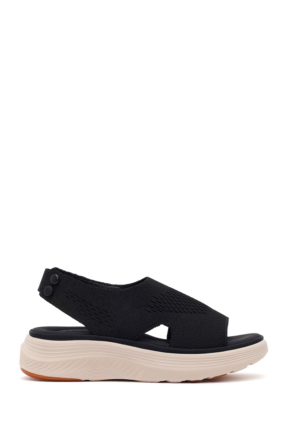 Women's Black Strapped Thick-Soled Fabric Comfort Sandals 26SFE46406F | Derimod