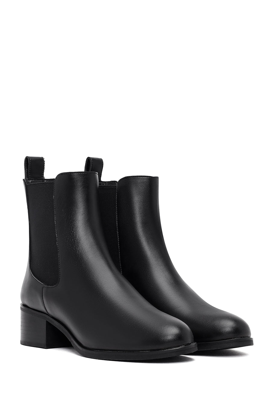 Woman Black Thick-Heeled Chelsea Boots