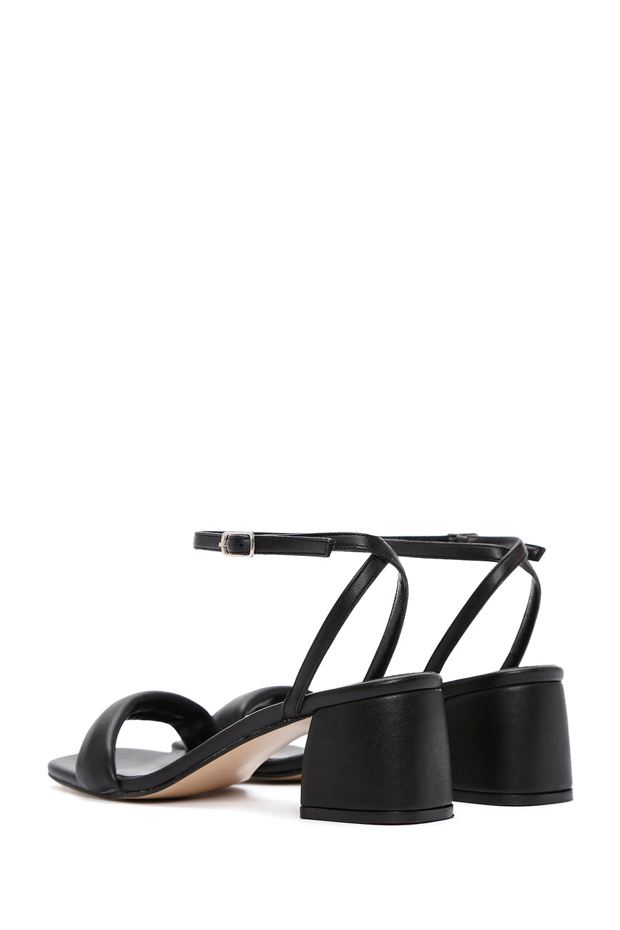Women's Black Ankle Strap Thick Heeled Sandals