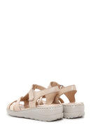 Women's Beige Strapped Thick-Soled Leather Comfort Sandals | Derimod