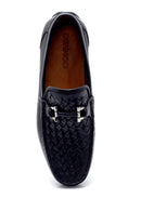 Men's Leather Knit Detailed Loafer | Derimod