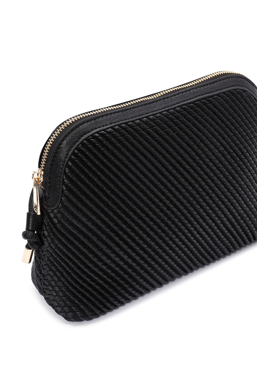 Women's Black Long Strap Quilted Patterned Crossbody Bag