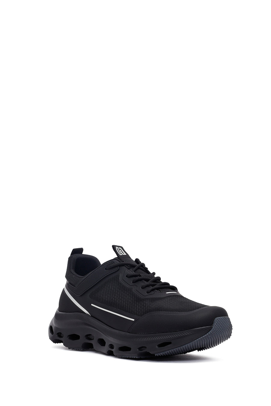 Erkek Siyah Bağcıklı Kalın Tabanlı Kumaş Sneaker