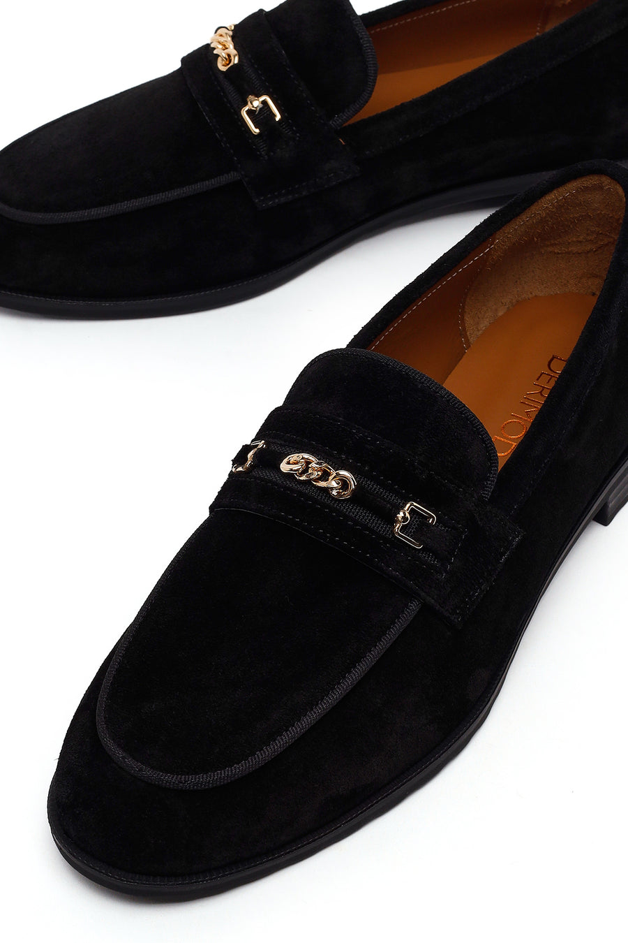 Woman Black Buckled Suede Masculine Loafer
